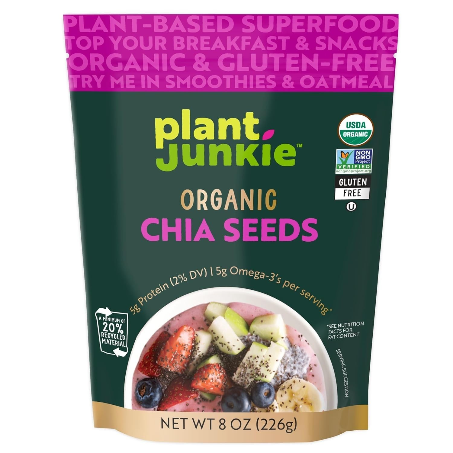 Nutritious 8oz Organic Chia Seeds – Plant-Based Fiber Power for Easy Meal Prep