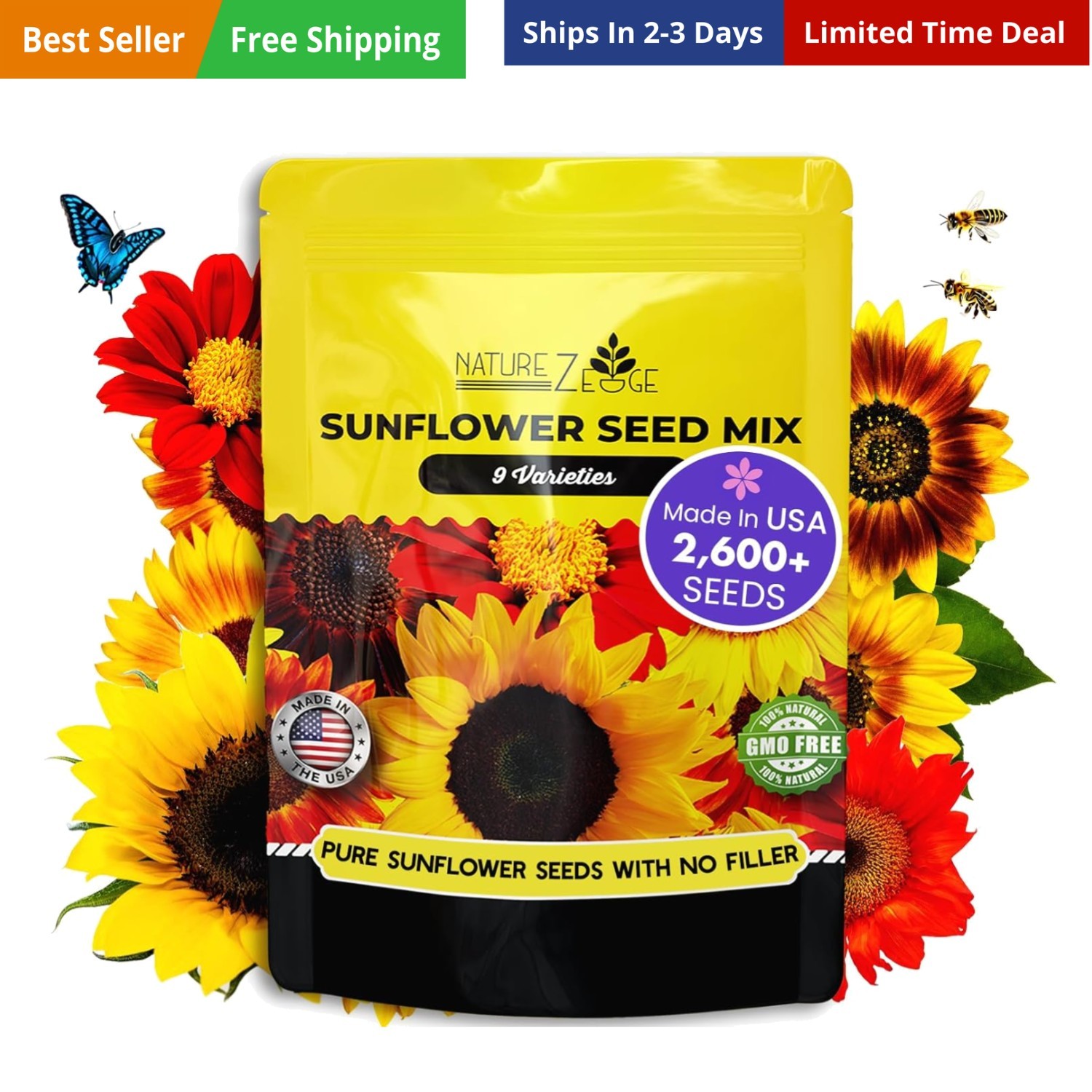 2600+ Sunflower Seeds for Planting Bulk Variety Pack, Get More Sunflower Seed…