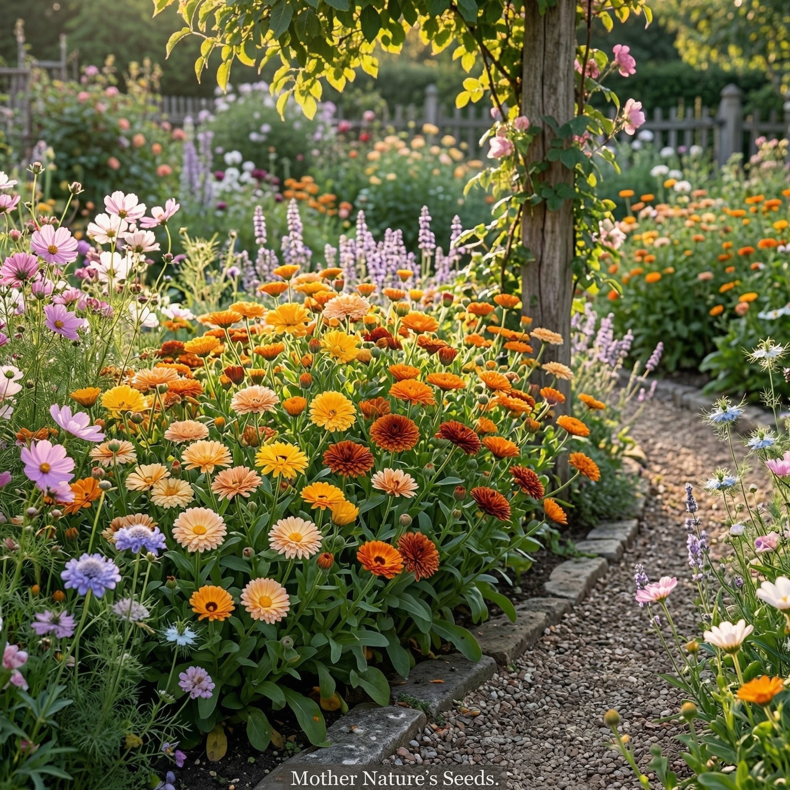 Calendula SUNSET Mix Double Blooms Bi-Colored Heirloom Edible Non-GMO 50 Seeds!