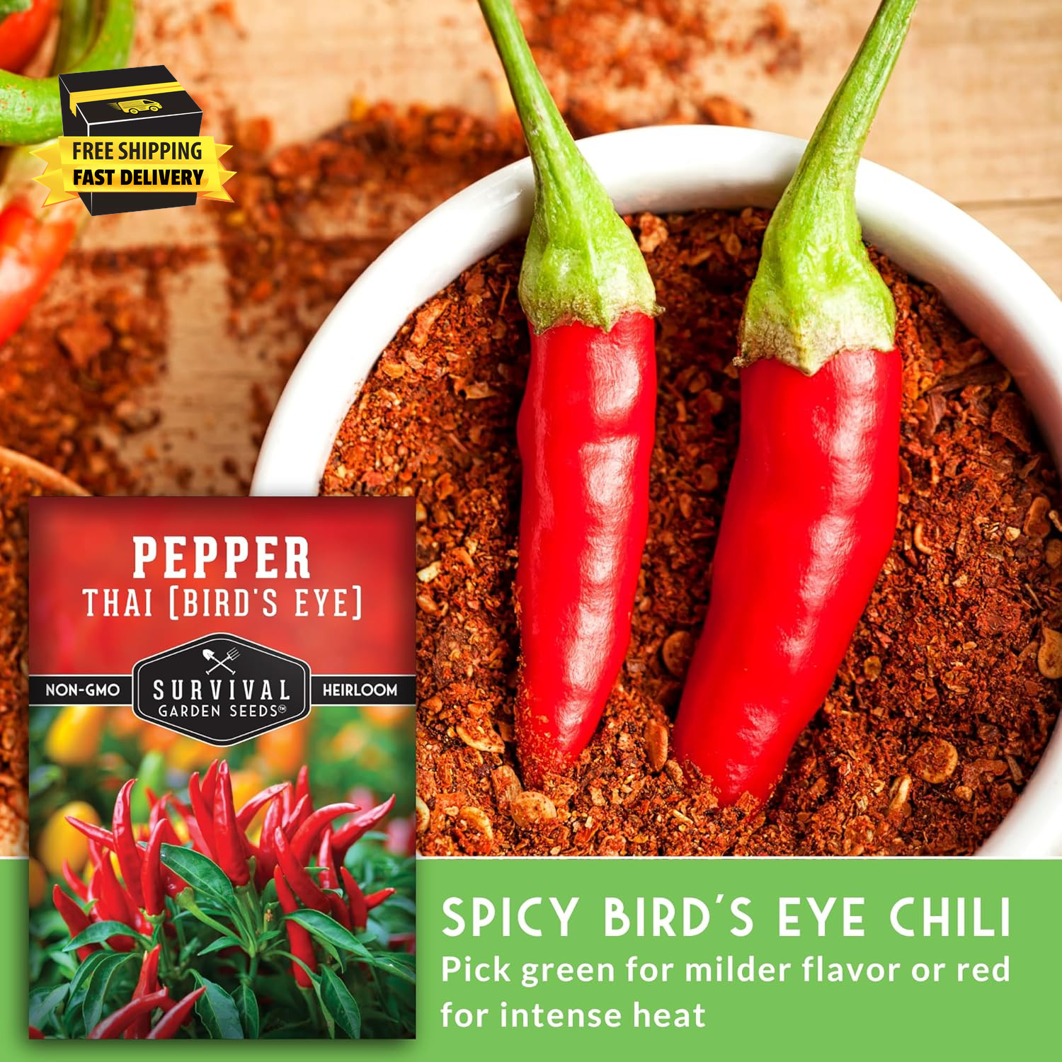 Thai Chili Pepper Seeds for Planting | Bird’S Eye Hot Peppers – Heirloom Non-Gmo