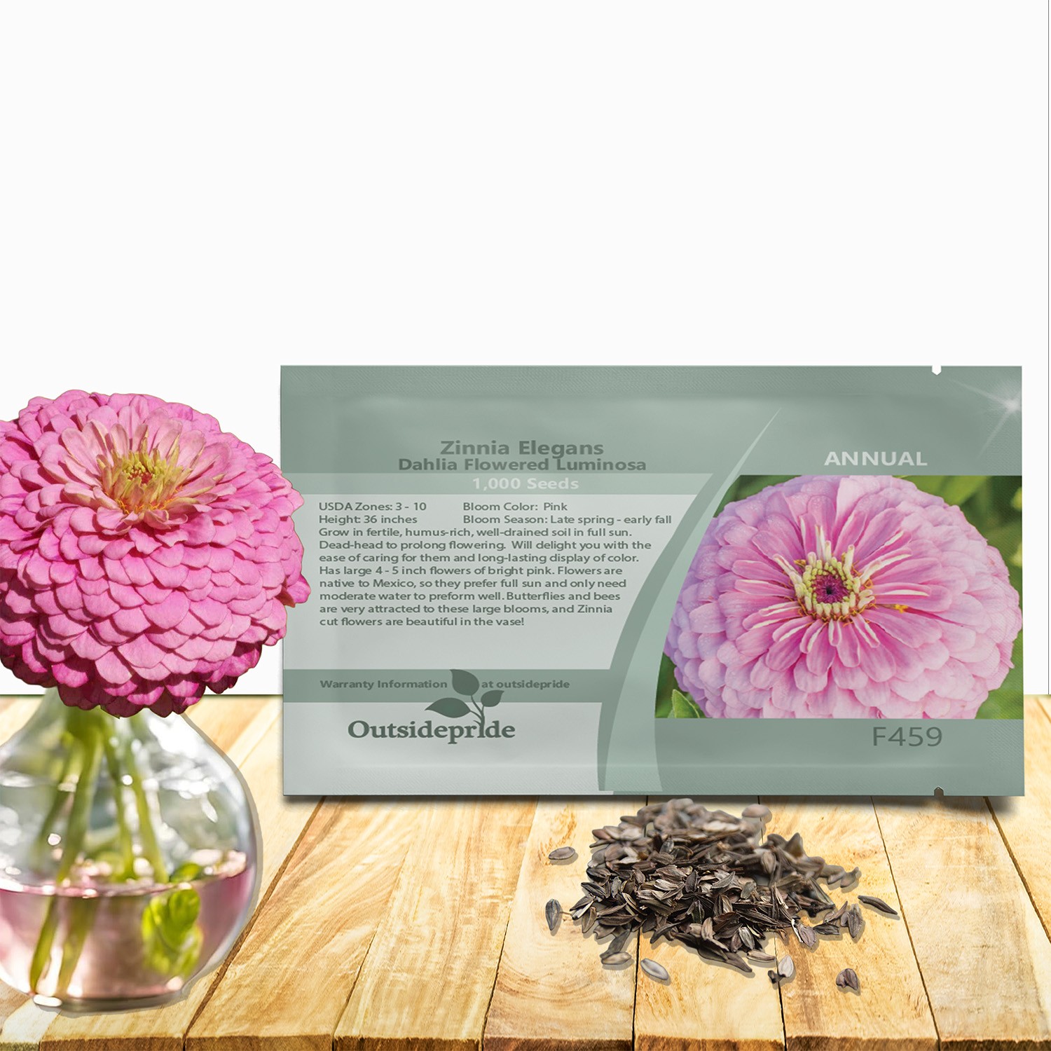 1000 Seeds Zinnia Seed – Zinnia Elegans Luminosa Flower Seeds