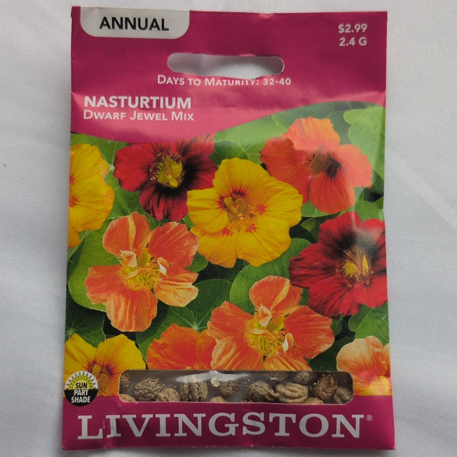 Livingston Nasturtium Dwarf Jewel Mix Annual Multicolor Full Sun Seeds Y1310