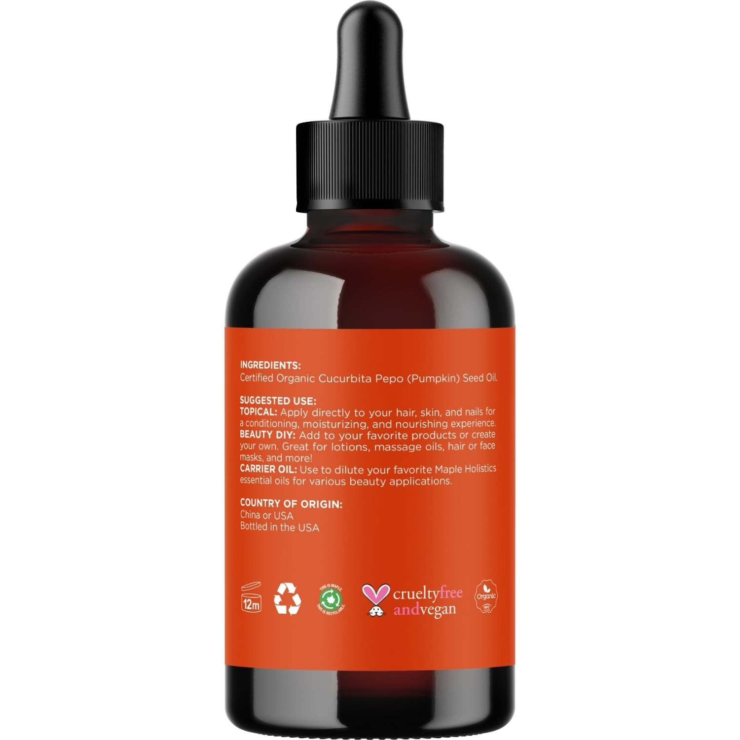 Virgin Cold-Pressed Pumpkin Seed Oil 4oz – Organic Moisturizer & Hair Booster
