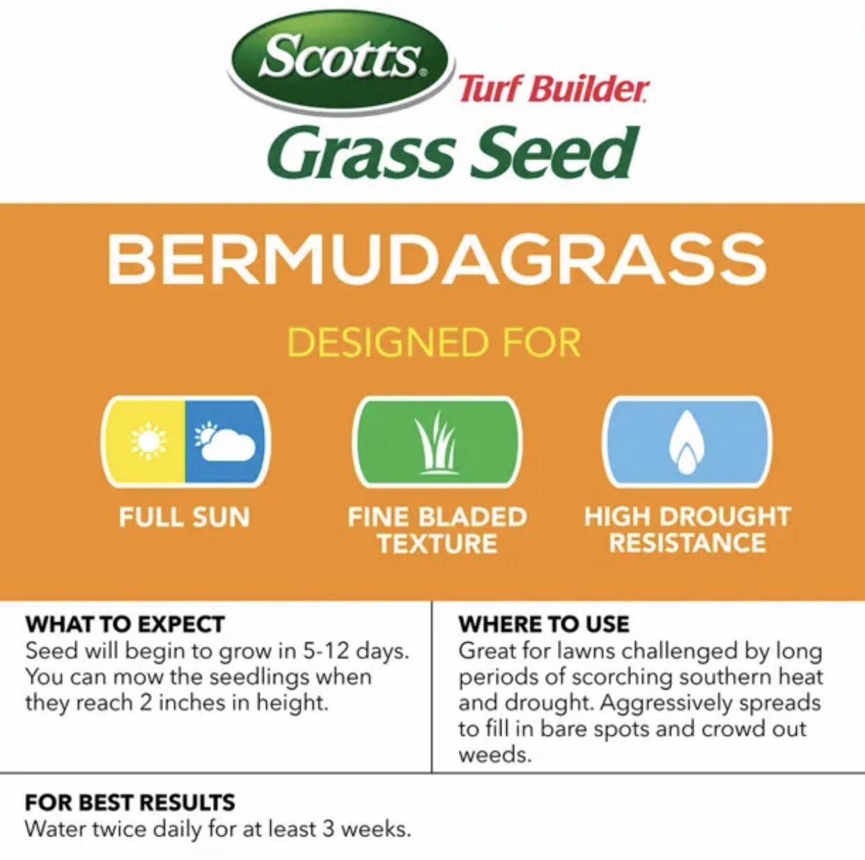 Scotts Bermuda⛳️Grass Seed🌱Drought☀️Resist📭FREE/FAST~SAVE Buy 2+👝 4 lb bag