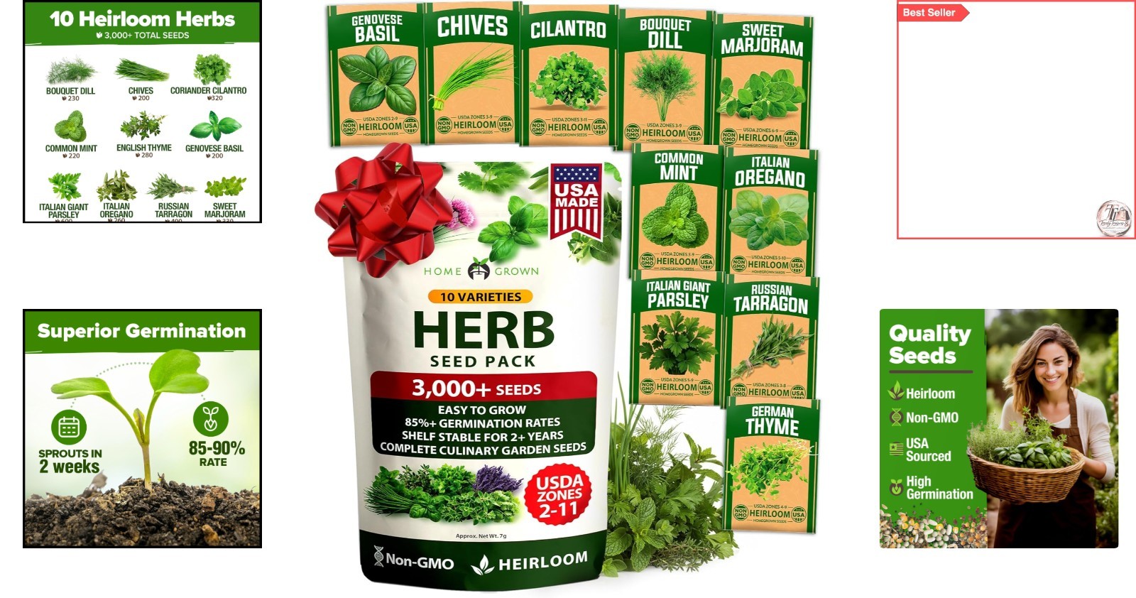 Complete Herb Seed Vault – 10-Pack Gourmet Culinary Herb Kit with 3,000+ Heir…