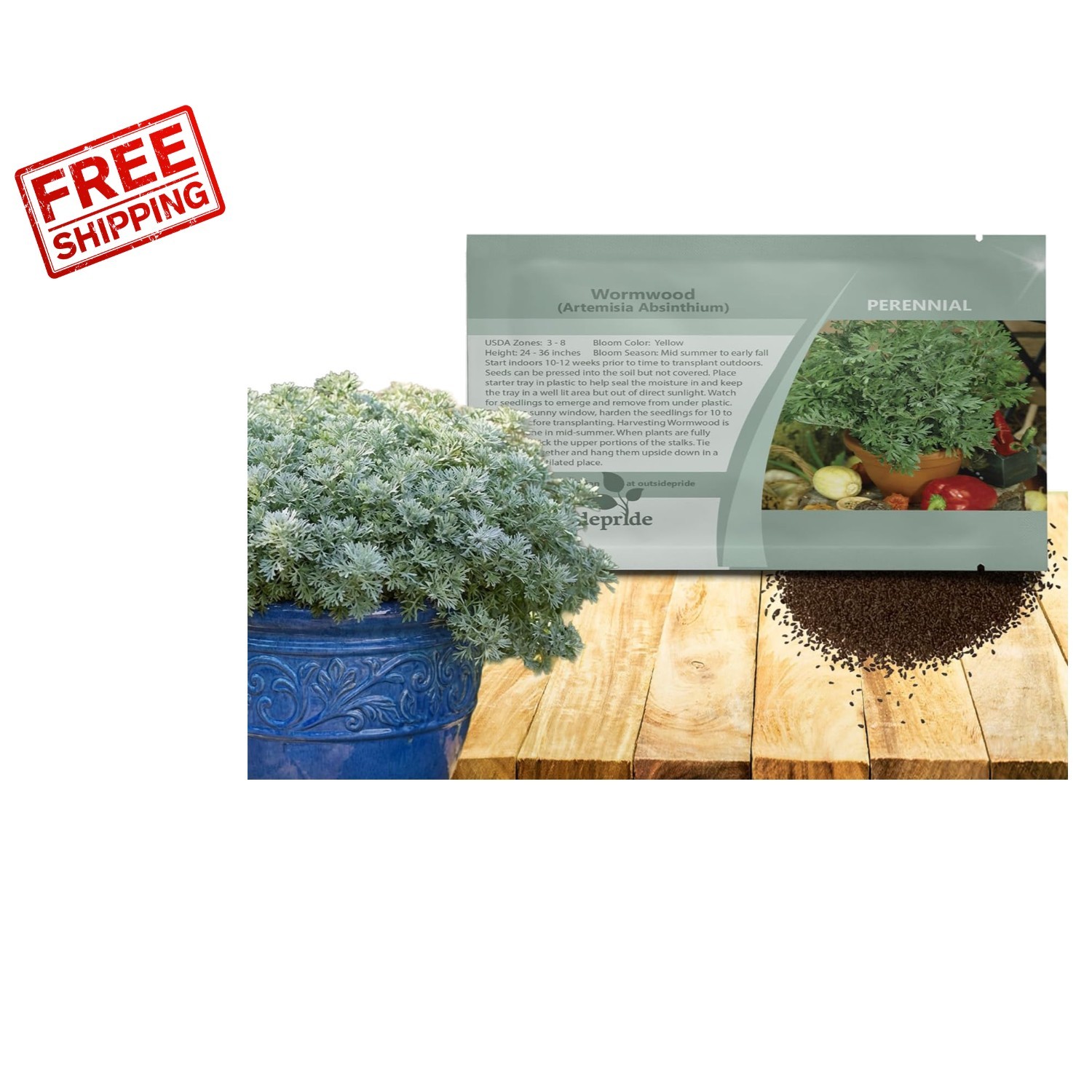 5000 GMO-Free Wormwood Seeds – Perfect for Xeriscaping & Landscaping Projects