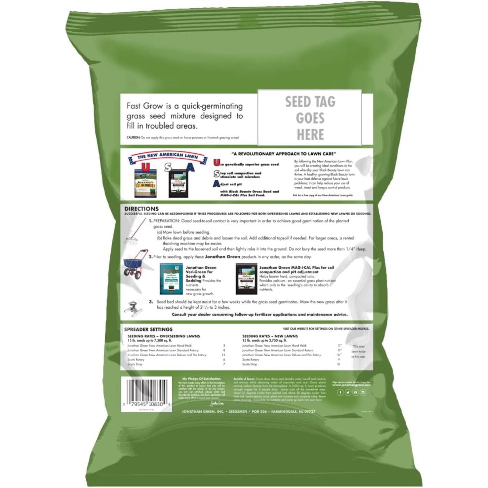 Jonathan Green (#10830) Fast Grow Grass Seed Mixture, 15lb bag, 2 Pack