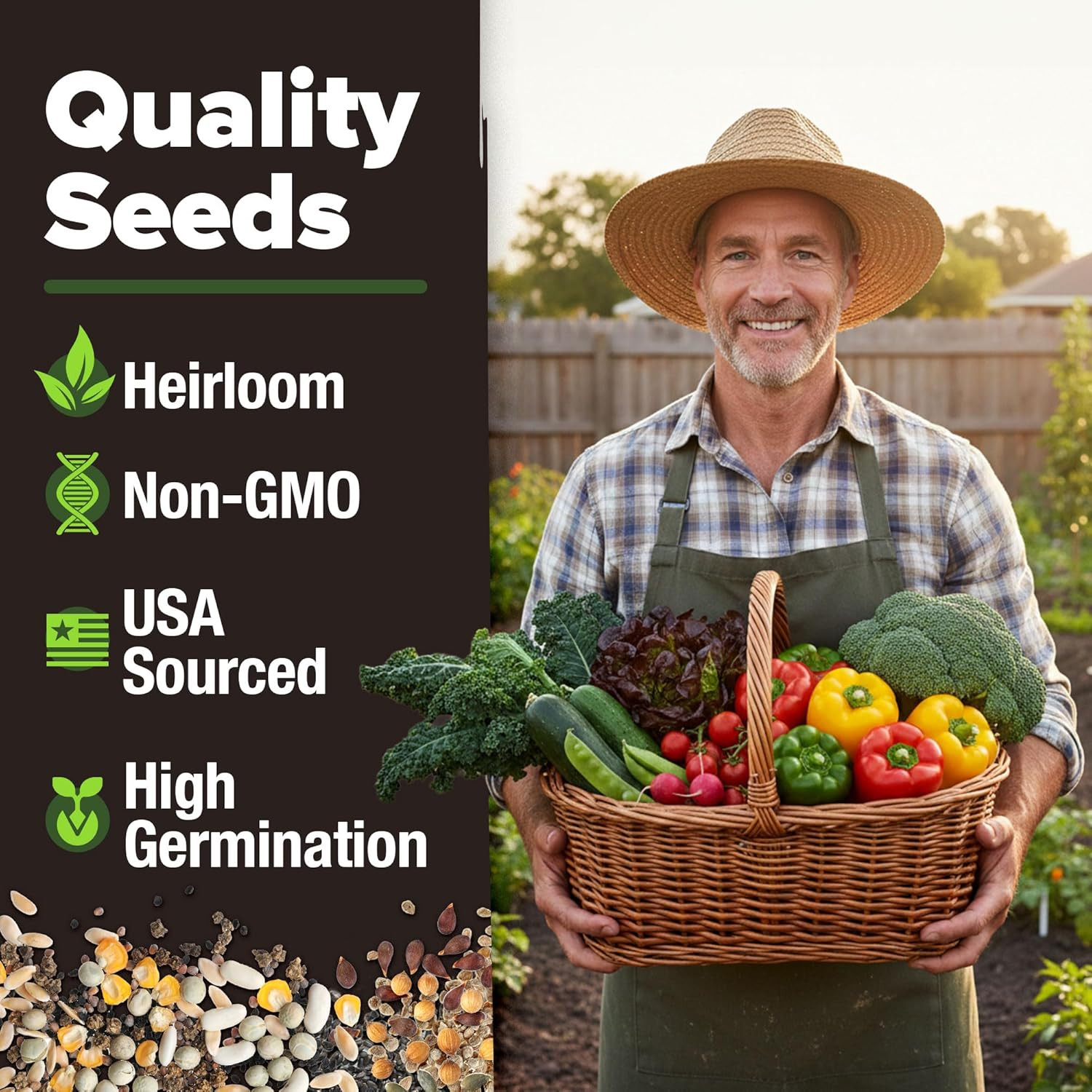 10 Variety Survival Seed Vault 5,700+ USA Grown Heirloom Non-Gmo Vegetable Seeds
