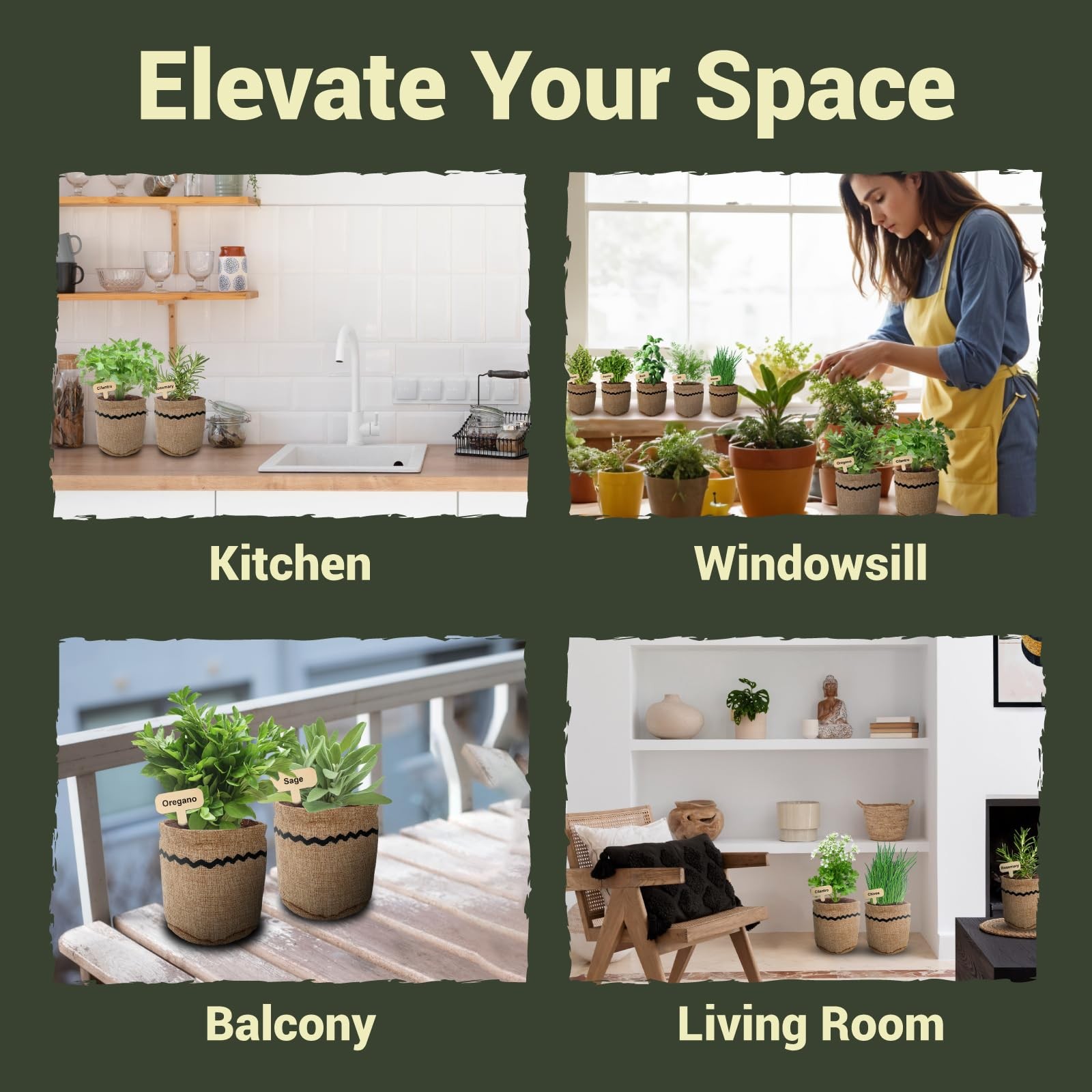 Indoor Herb Garden Starter Kit 44pcs Complete Set with Pots, Markers, Tools