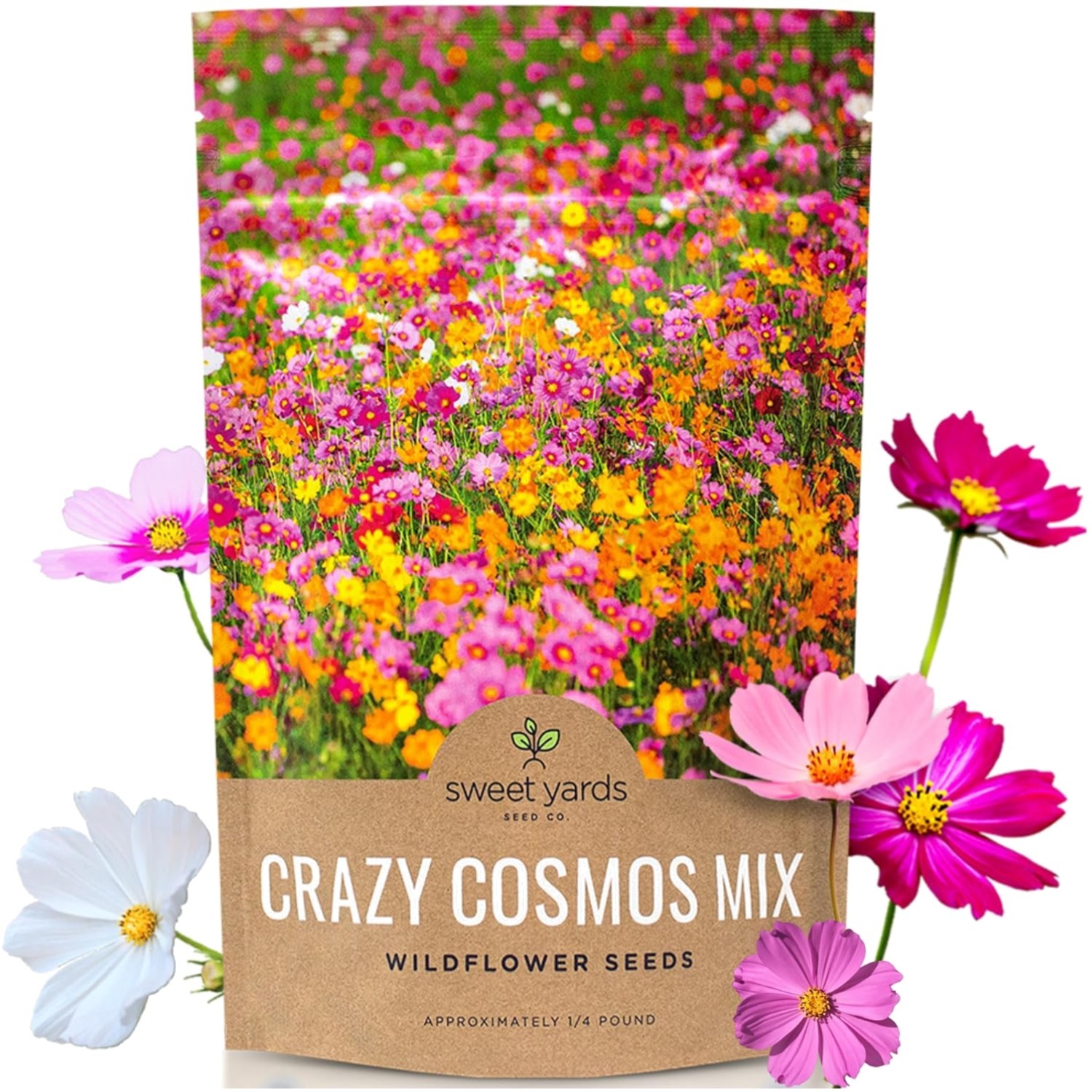 Stunning Cosmos Wildflower Seeds – Quarter Pound Bulk, 20,000 Multi-Color Seeds