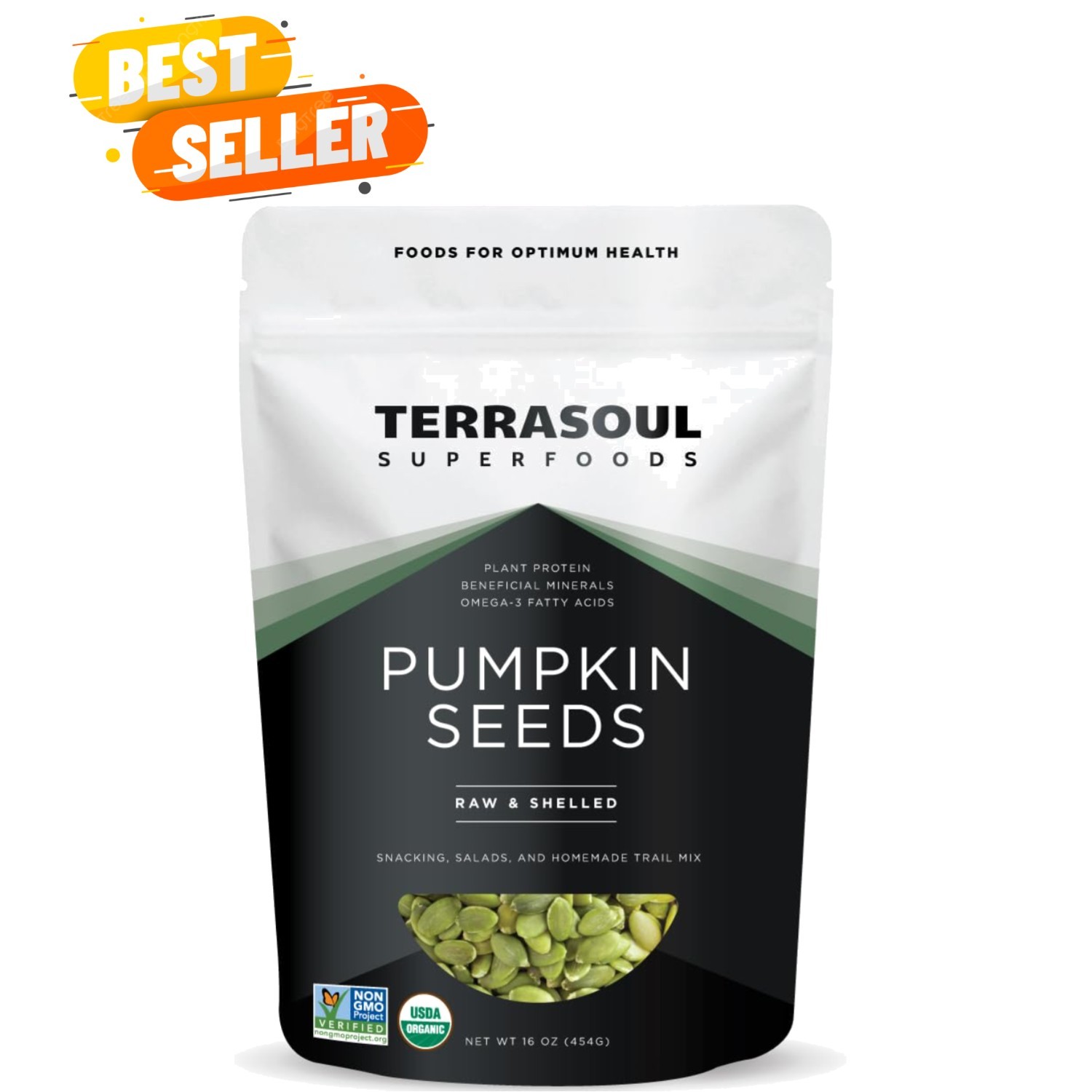 Organic Pumpkin Seeds, 16oz – Raw, Unsalted, Superfood for Snacking & Salad B…