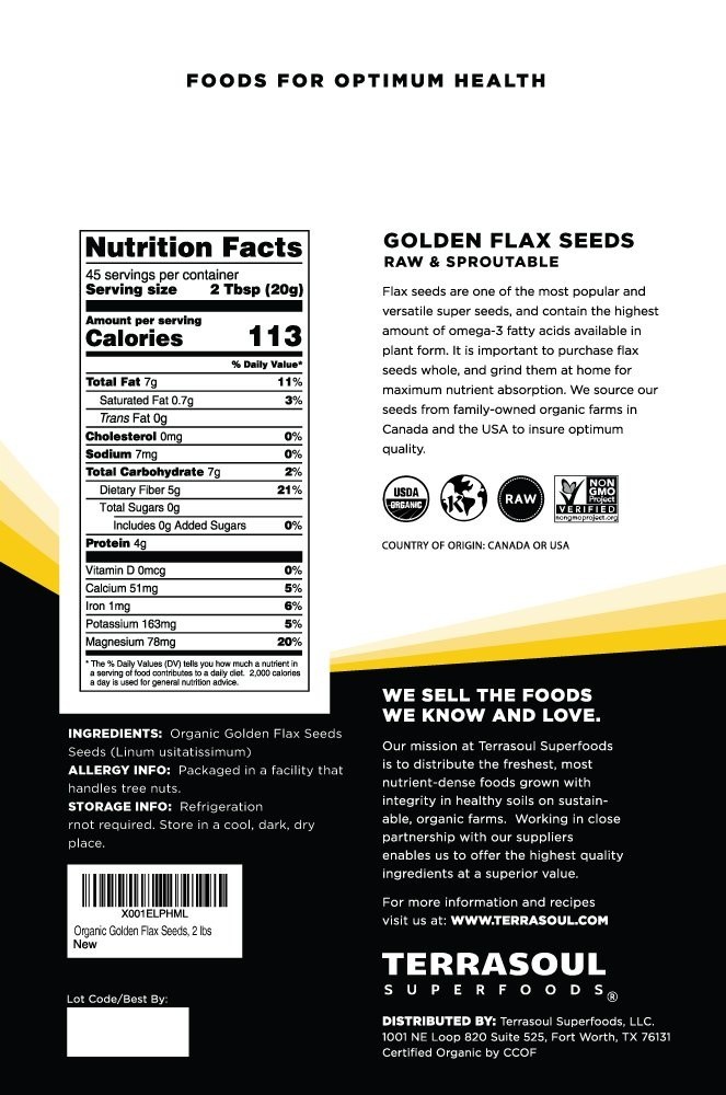 Terrasoul Superfoods Golden Flax Seeds 3 Pack