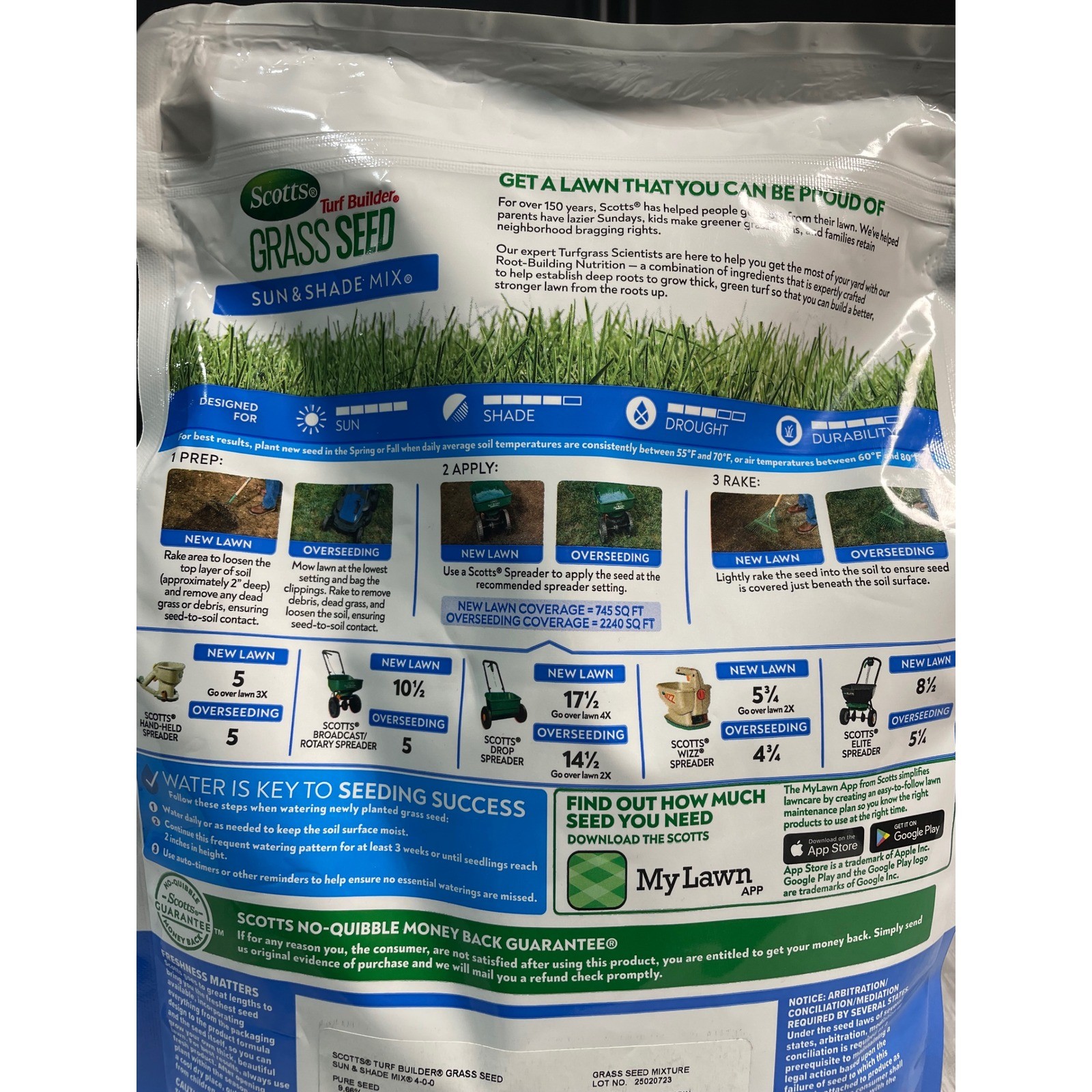 Scotts Turf Builder Grass Seed Sun & Shade Mix 5.6 lb Covers 2240 Sq Ft