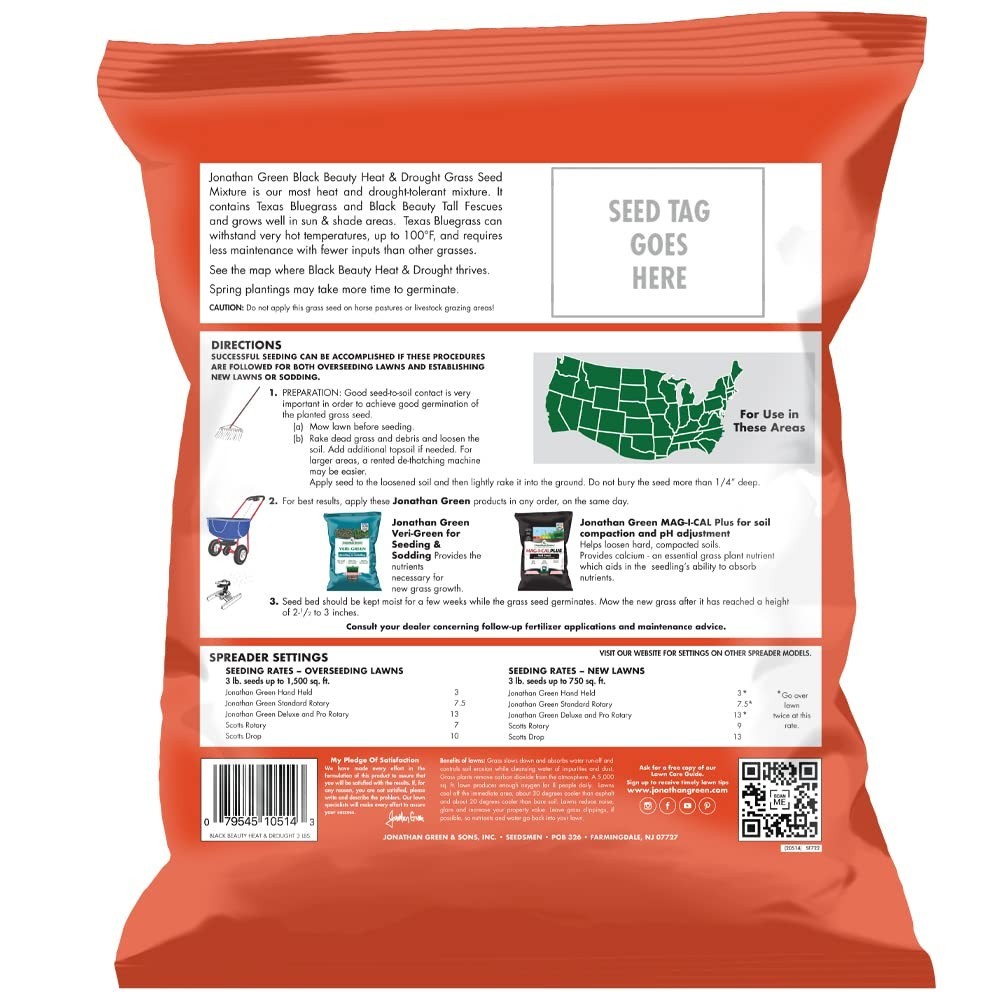 Heat & Drought Resistant Grass Seed – Black Beauty Cool Season Lawn Seed 3 lb