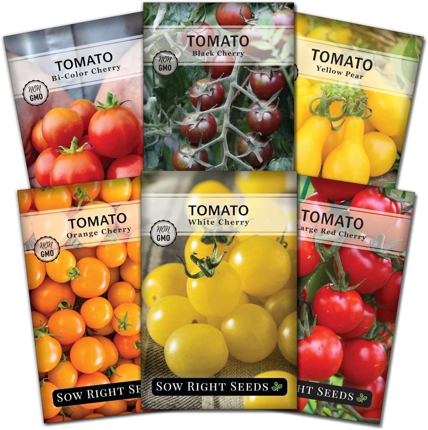 Cherry Tomato Seed Collection for Planting – Black, Large Red, White, Orange,…