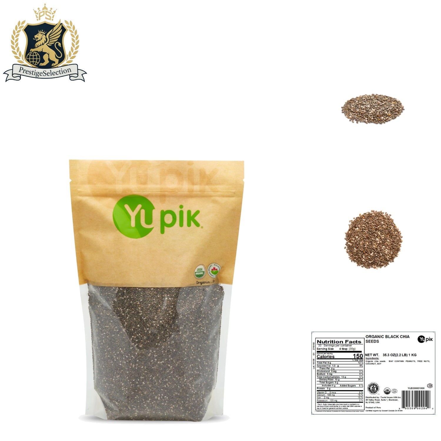 Organic Black Chia Seeds 2.2 lb – Versatile & Fiber-Rich for Healthy Snacking