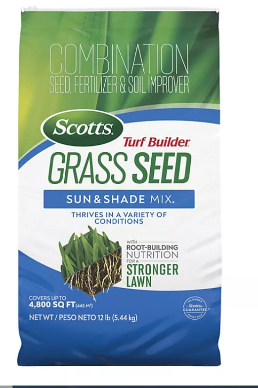 Scotts Turf Builder Grass Seed Sun & Shade Mix 16 lbs.Bag cover 2,130/6,400sq/ft