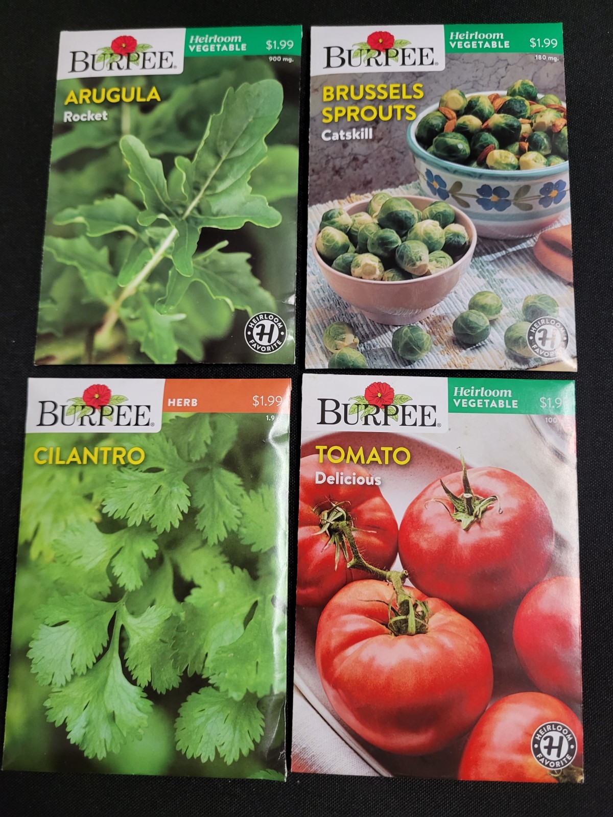 Burpee Heirloom Vegetables and Herb 4 Seed Pack Assortment (2026 Season) New