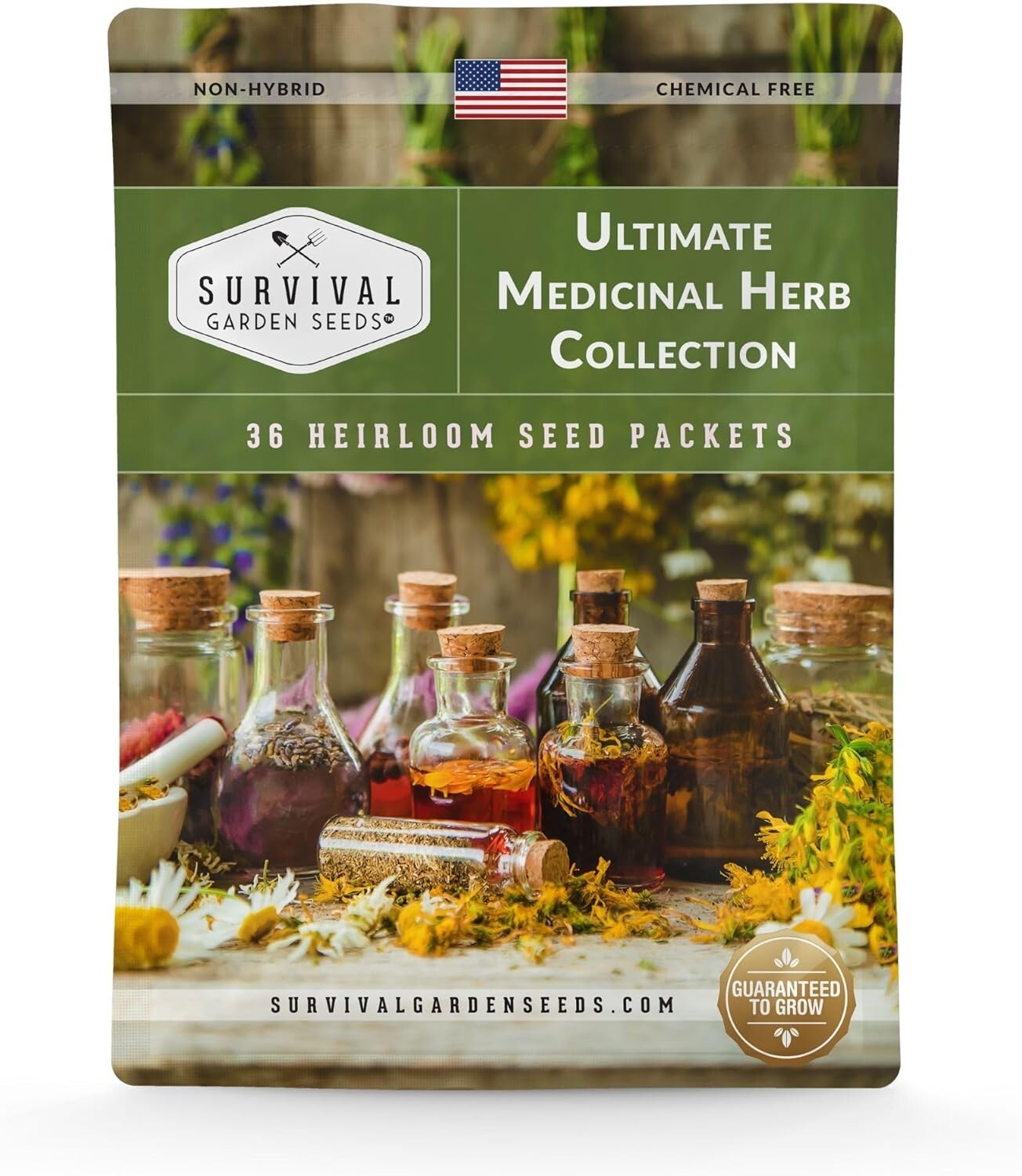 Home Apothecary Seed Kit – 36 Variety Pack of Medicinal Herbs for Self-Reliance