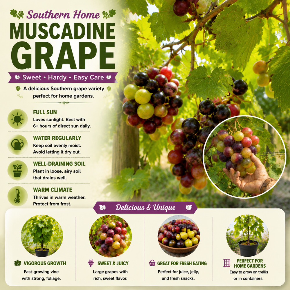 Southern Home Muscadine Grape Vine Live Plant 4-6 Inches Rooted Easy Fruiting Va