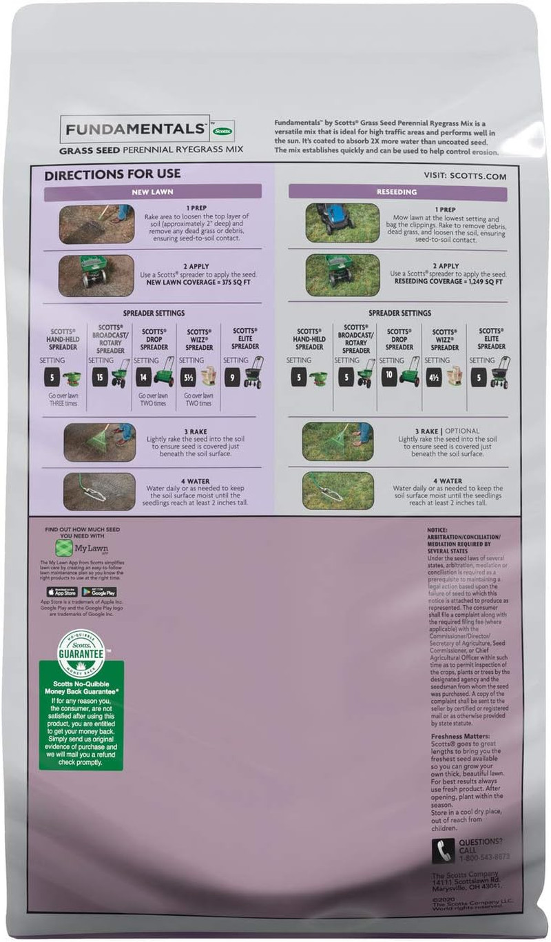 Fundamentals by Grass Seed Perennial Ryegrass Mix, Ideal for Sunny, High Traffi