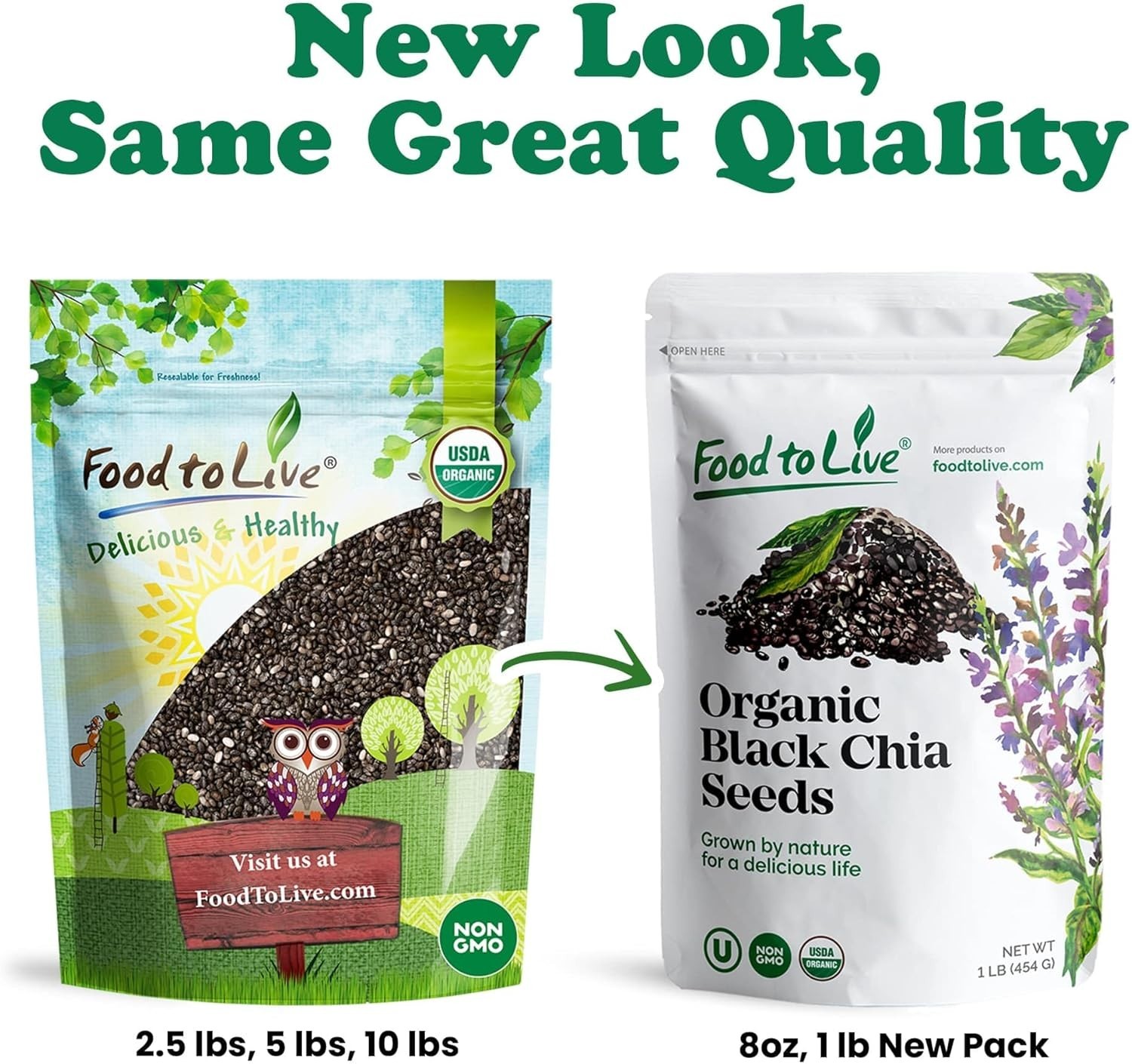 Organic Black Chia Seeds, 2 Pounds – Nutritious Superfood for All Recipes