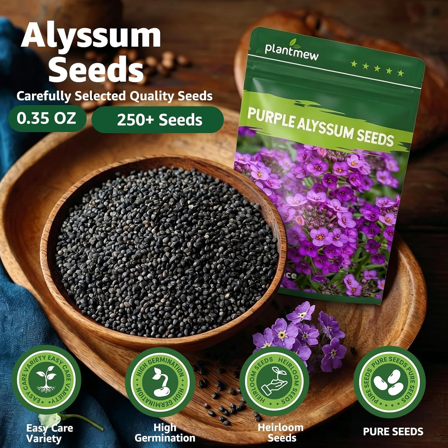 Alyssum Seeds for Planting – Purple Royal Carpet, Sweet Purple Alyssum Flower Se