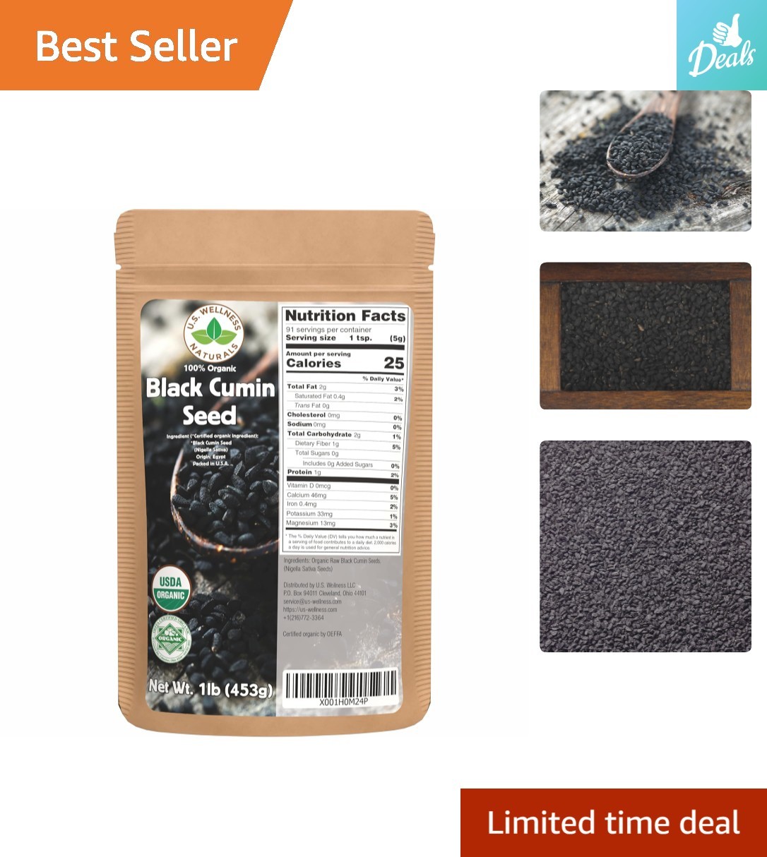 USDA Certified Organic Black Cumin Seeds 1lb – Perfect for Cooking and Dyeing
