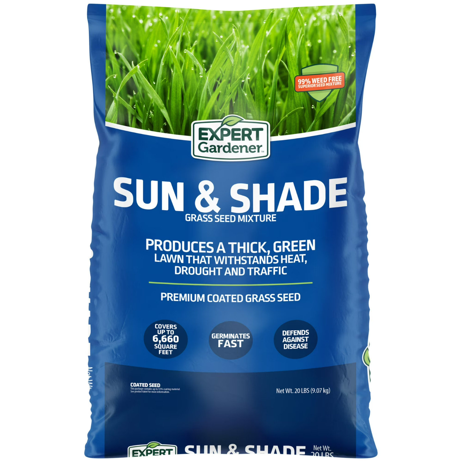 Expert Gardener Sun & Shade Southern Grass Seed Mix Sun to Partial Shade 20 lb
