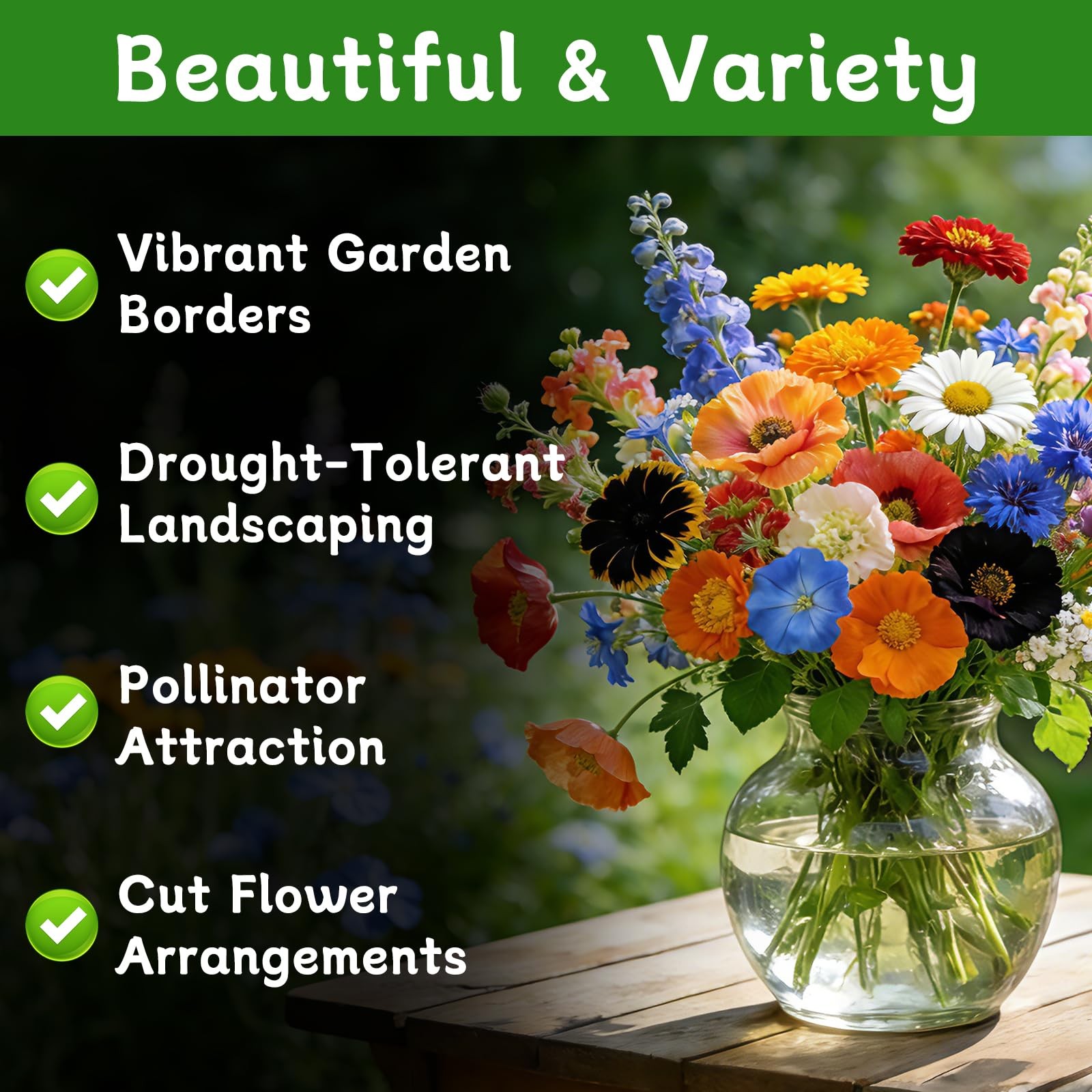 Wildflower Seeds 16 Varieties Annual Perennial Pollinator Garden Flower 2 Oz Mix