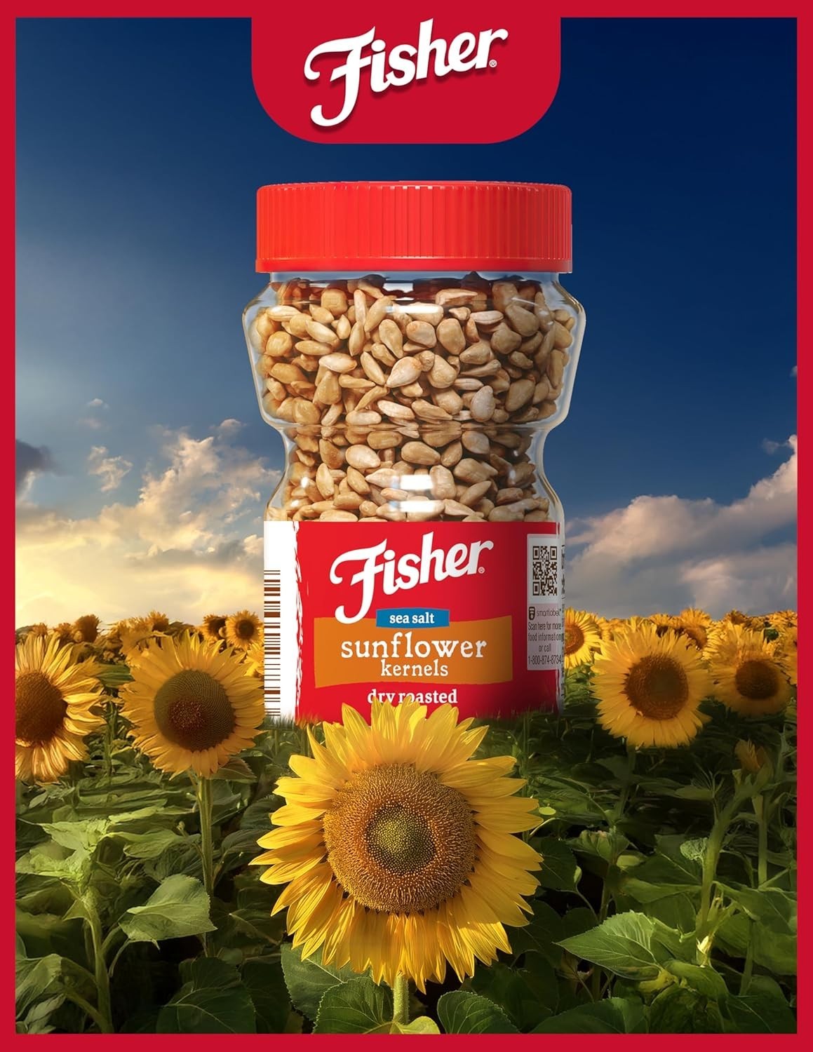 Fisher Dry Roasted Sunflower Seeds 7.25 oz Pack of 2 Gluten-Free Snacks