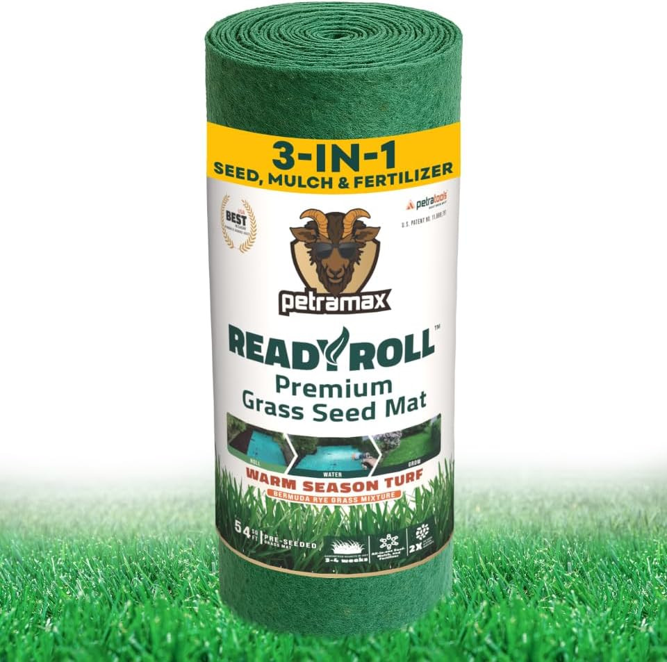 Readyroll Biodegradable Bermuda Grass Seed Mat for Southern Lawn 54 Sq Ft. 3-In-