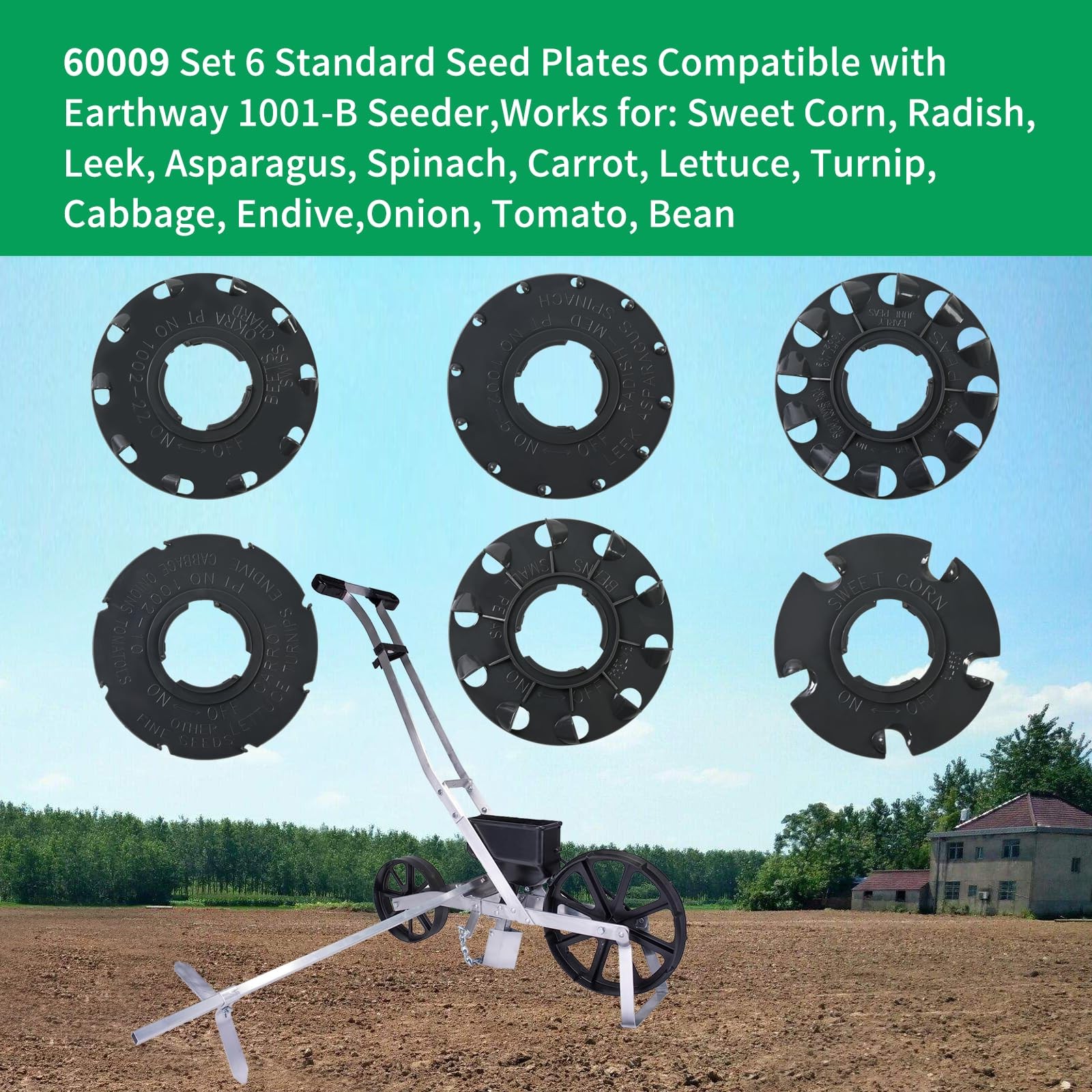 Set 6 Standard Seed Plates Compatible with Earthway 1001-B Seeder,Works for USA