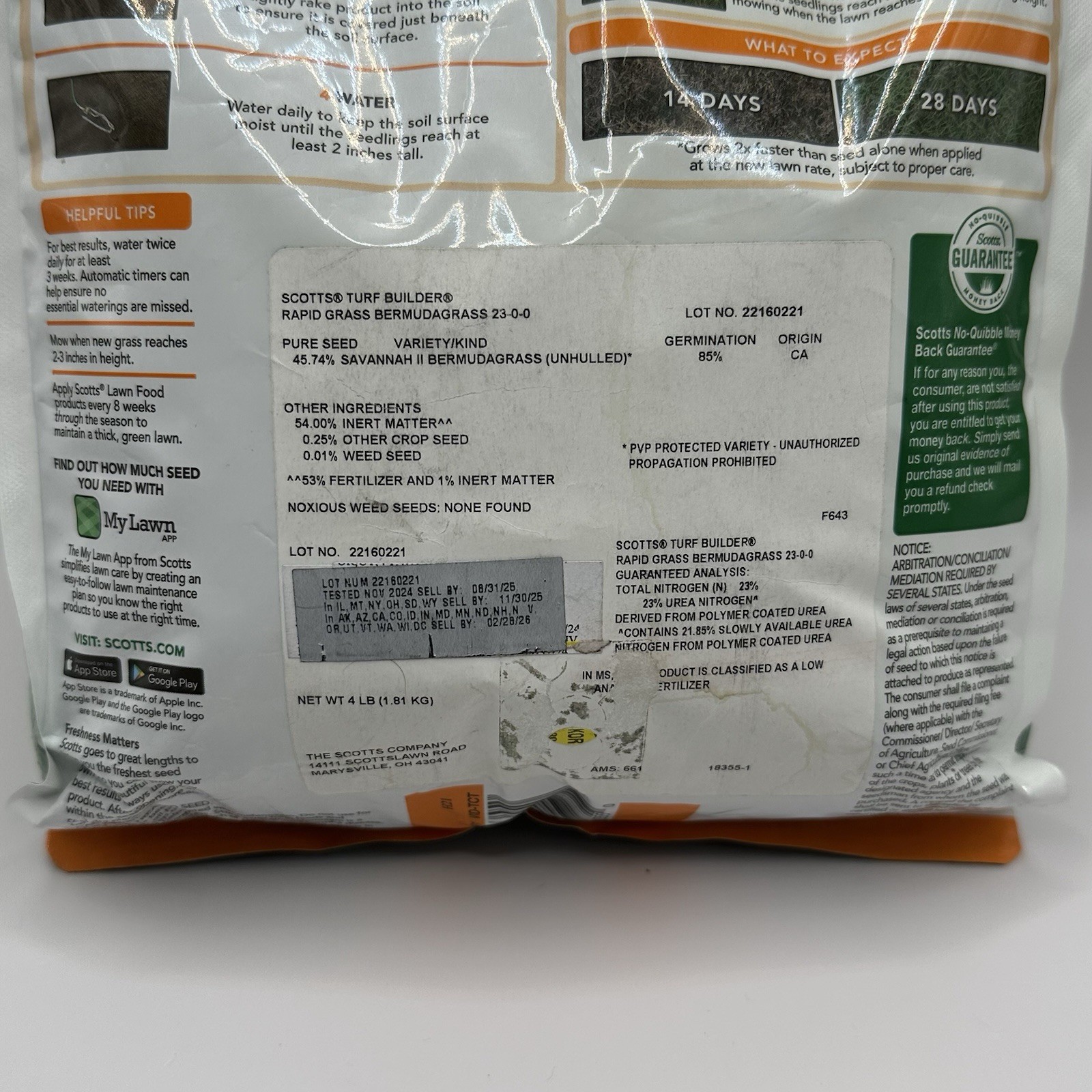 Scotts Rapid Grass Turf Builder BermudaGrass covers 5K’ sq Seed Fertilizer 4 lbs
