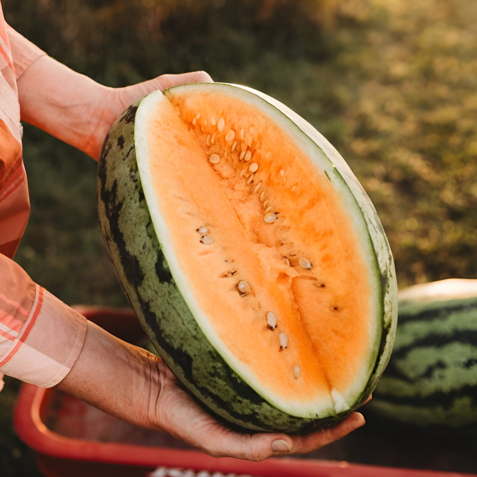 35 Heirloom Tendersweet Orange Watermelon Seeds – HUGE 30-35LB Super Sweet Melon