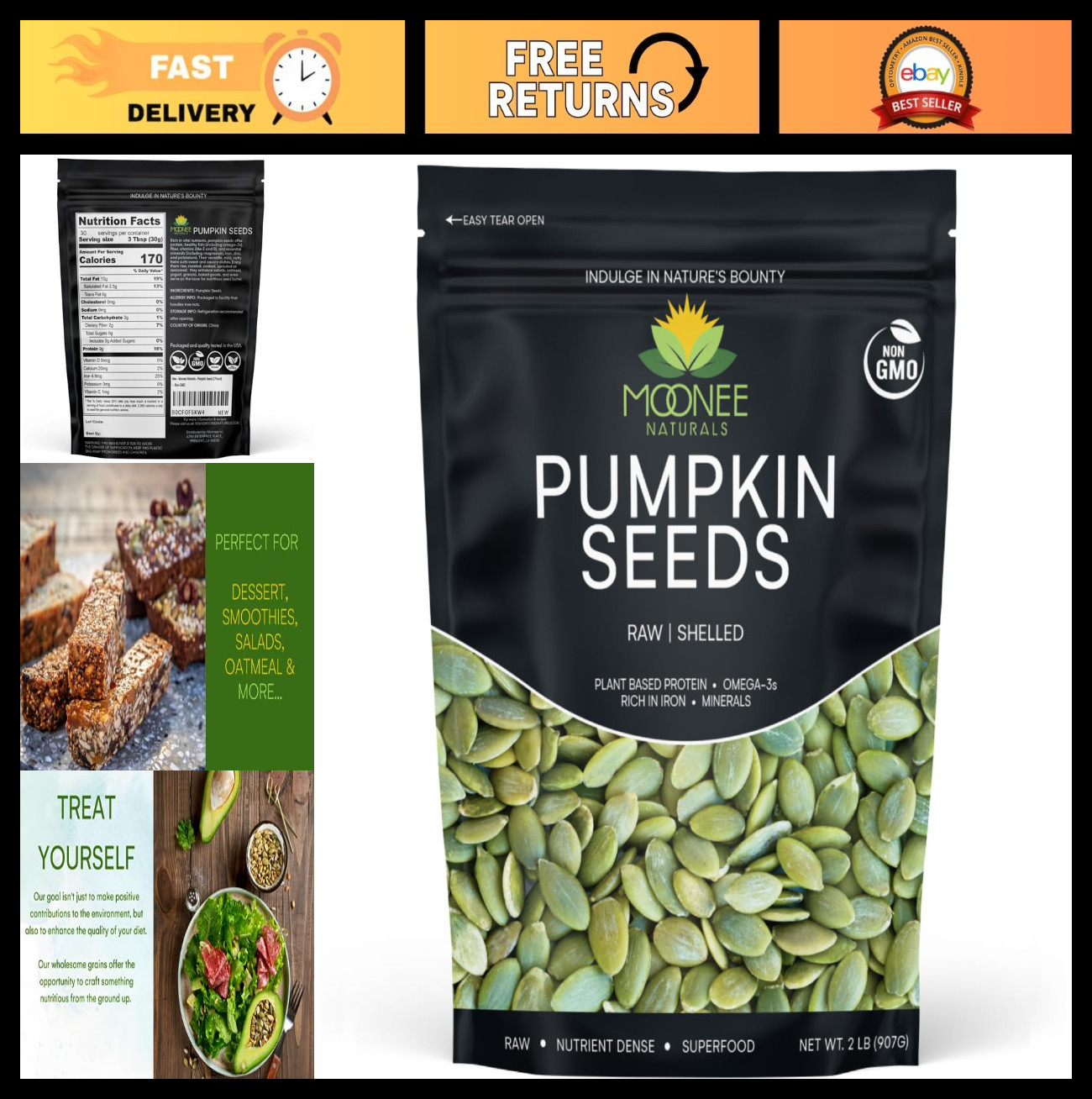 Non-GMO Pumpkin Seeds – 2 lb Bag, Healthy Snack, High Protein, Gluten-Free