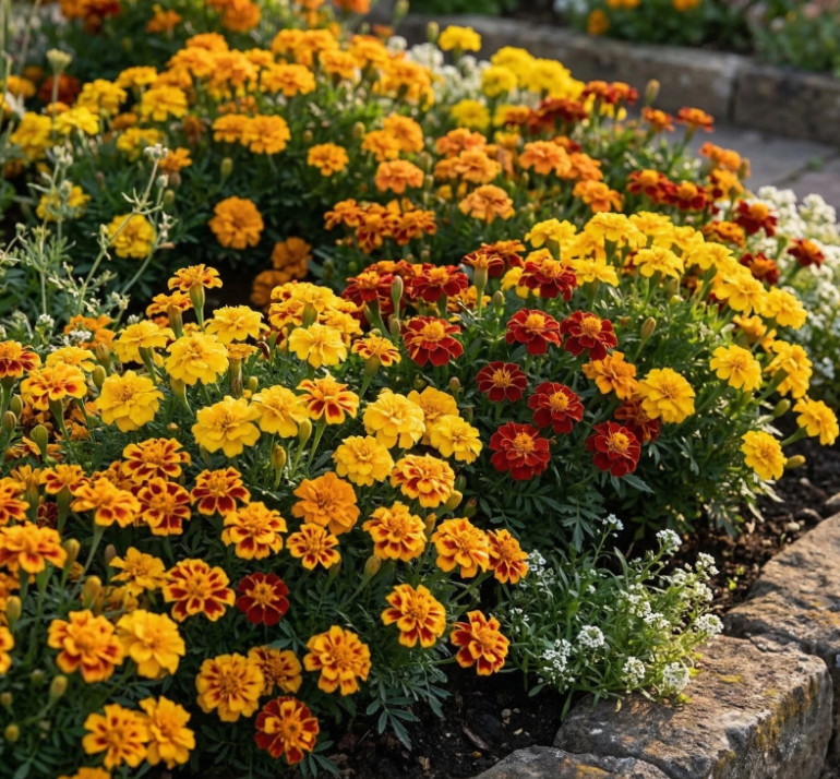 French Marigold PETITE MIX Double Dwarf Flowers Heirloom USA Non-GMO 100 Seeds!