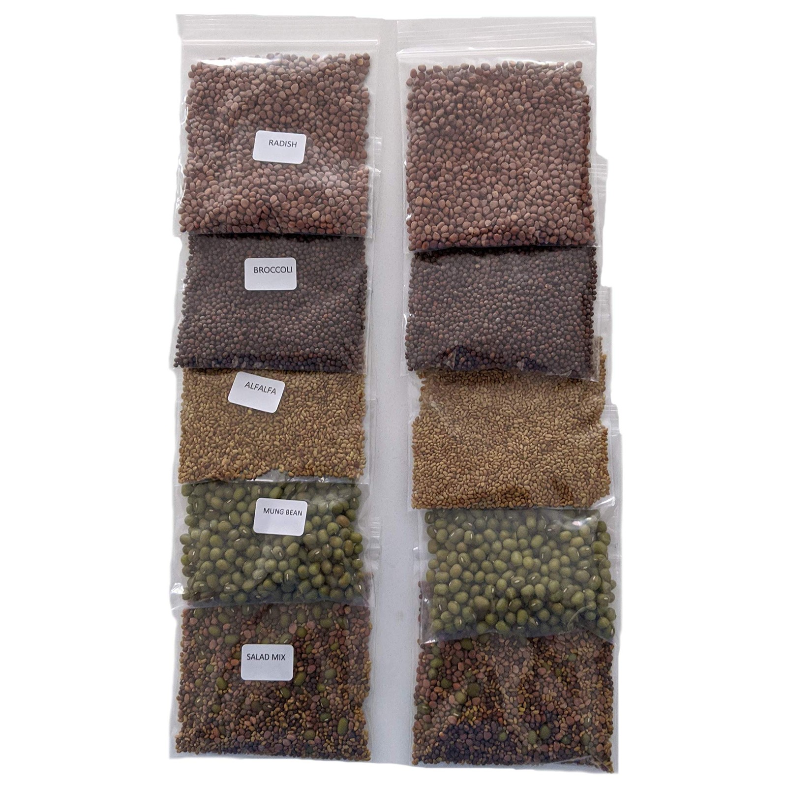 Variety Pack Sprouting Seeds Broccoli, Alfalfa, Radish, Mung beans & Salad Mi…