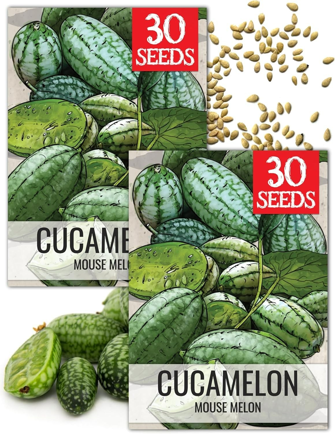 Cucamelon Seeds for Planting Mexican Sour Gherkin Miniature Mouse Melons – No…