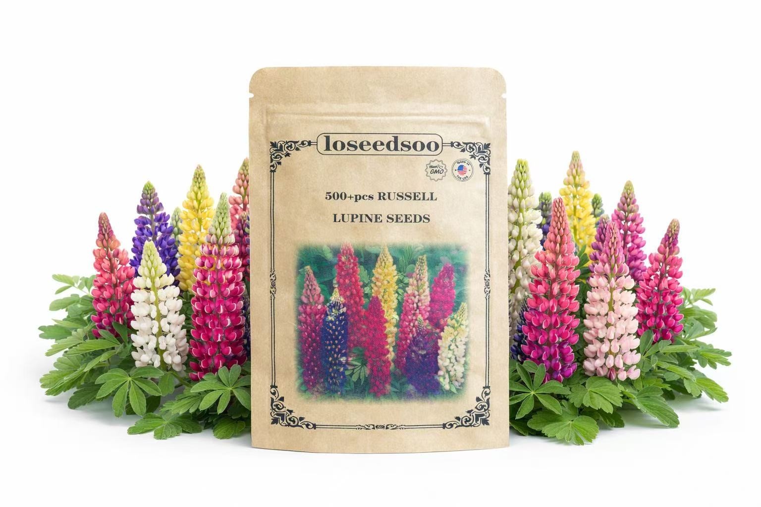 500+ Russell Lupine Seeds – Mixed Color Tall Perennial Flower Seeds for Planting