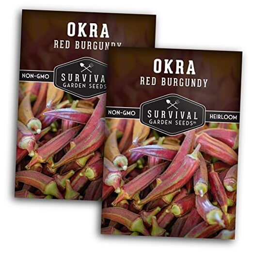 – Red Burgundy Okra Seed for Planting – Packs with Instructions to Plant and 2