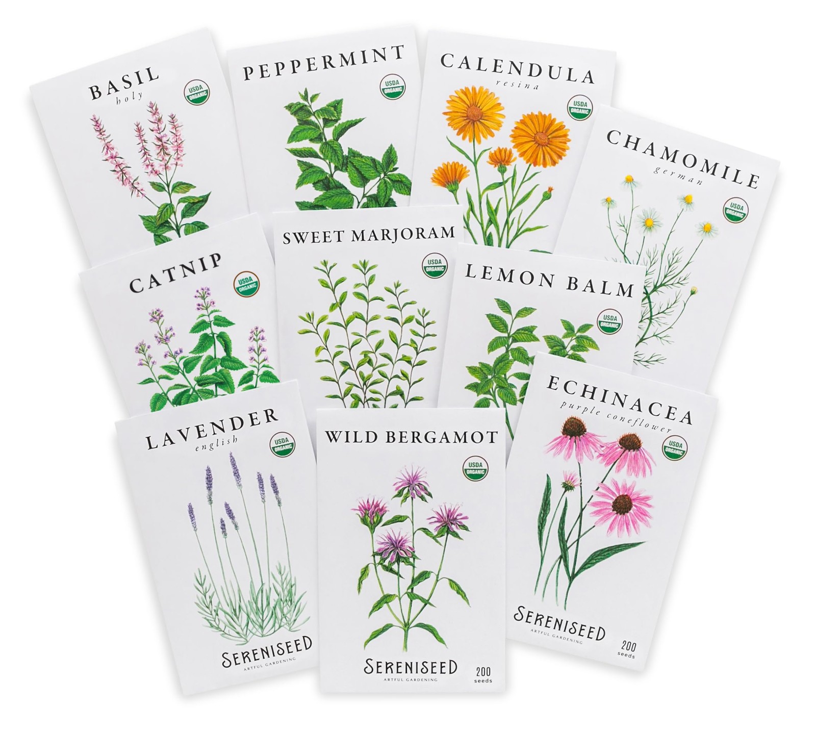 Organic Herbal Tea Seed Collection 10 Pack Grow Your Own Herbs USDA Certified
