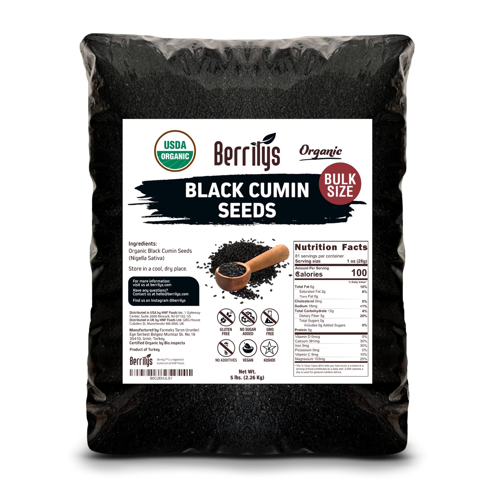 Organic Black Cumin Seeds (Nigella Sativa) – 5 LB for Baking & Cooking