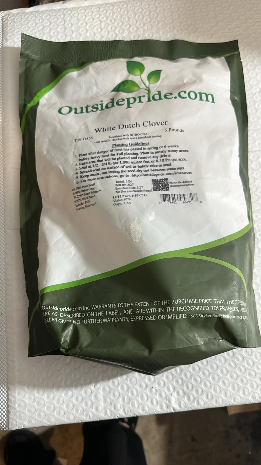 5 lb White Dutch Clover Seed Nitrocoated Inoculated Lawn Ground Cover
