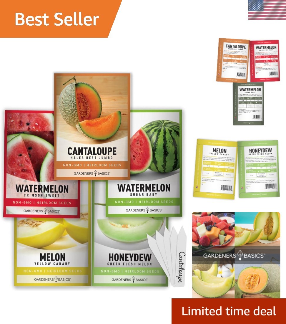 Melon Fruit Seeds for Planting Home Garden 5 Variety Packs – Hales Best Canta…