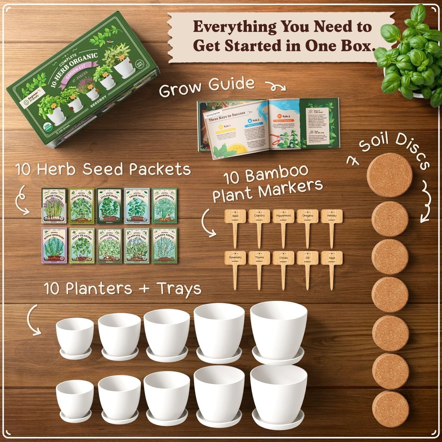 Organic 10 Herb Garden Starter Kit for Planting Indoor or Outdoor, Non-GMO US…