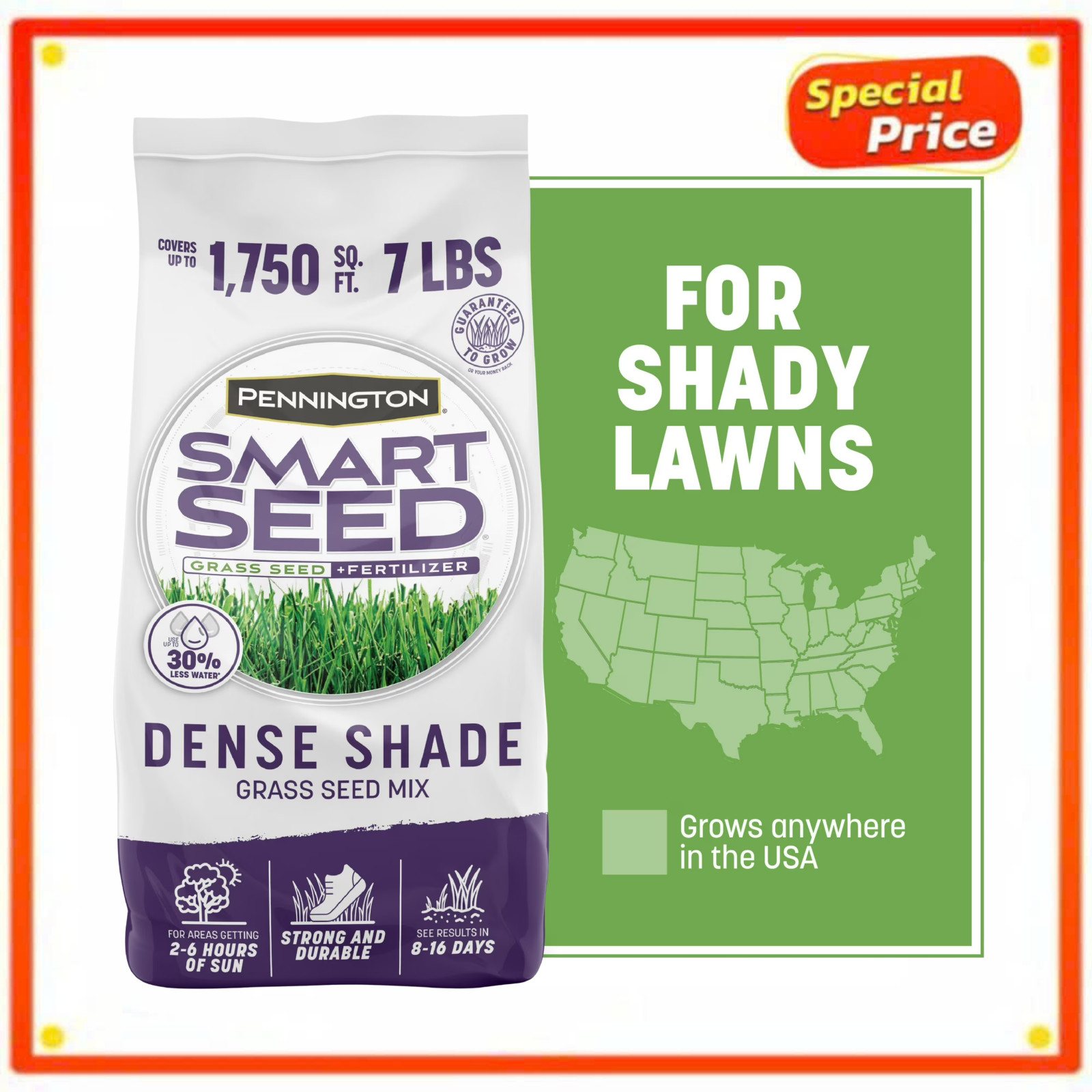 Pennington Smart Seed Dense Shade Grass Mix Fescue Lawn Seed Partial Shade 7 lb