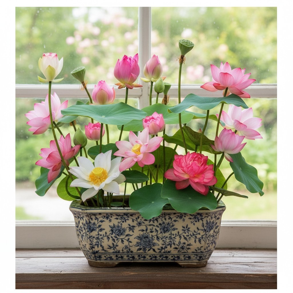 30 Bowl Lotus Flower Seeds – Mixed Color Aquatic Plant for Container Growing