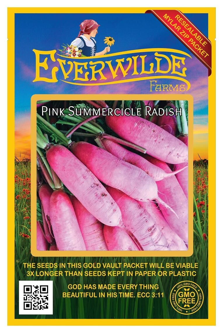 300 Pink Summercicle Radish Seeds – Everwilde Farms Mylar Seed Packet