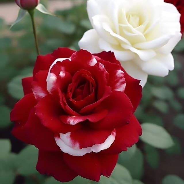 High Germination Rate: 20 Rare Twin Red & White Rose Seeds for Stunning Blooms